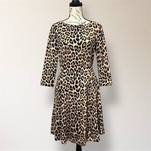 Kate‎ Spade 6 Leopard Cheetah Animal Print Ponte Mini Dress Pockets Fall Winter
